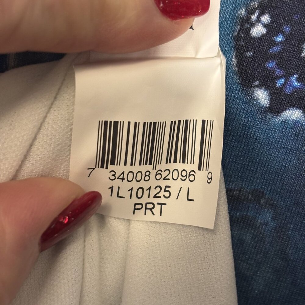 Karen Kane Tie-Dye Print V-Neck Sheath Dress With 3/4 Sleeves Fully Lined Size L - Picture 12 of 13